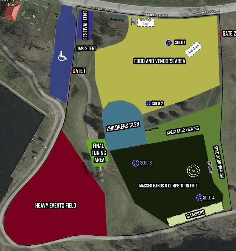 Centennial Park Trenton with TSIF games setup trenton scottish irish festival games layout